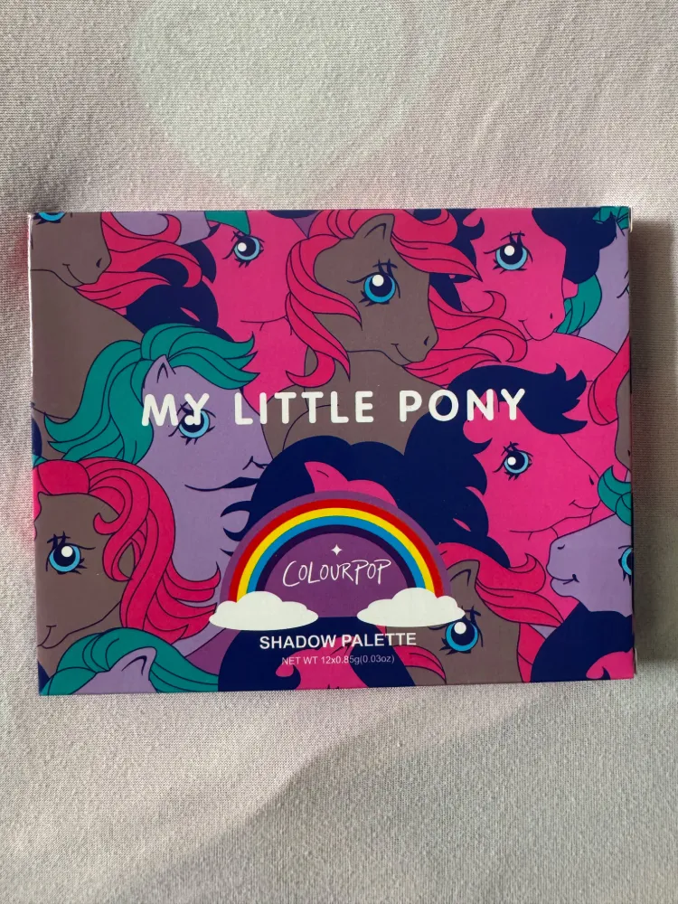 ColourPop My Little Pony palette box with rainbow and pony artwork